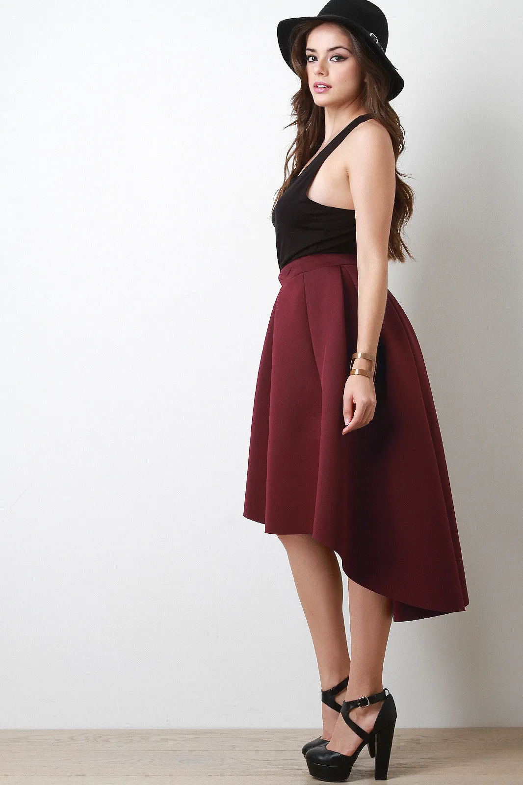 Scuba Box Pleated A-Line Skirt