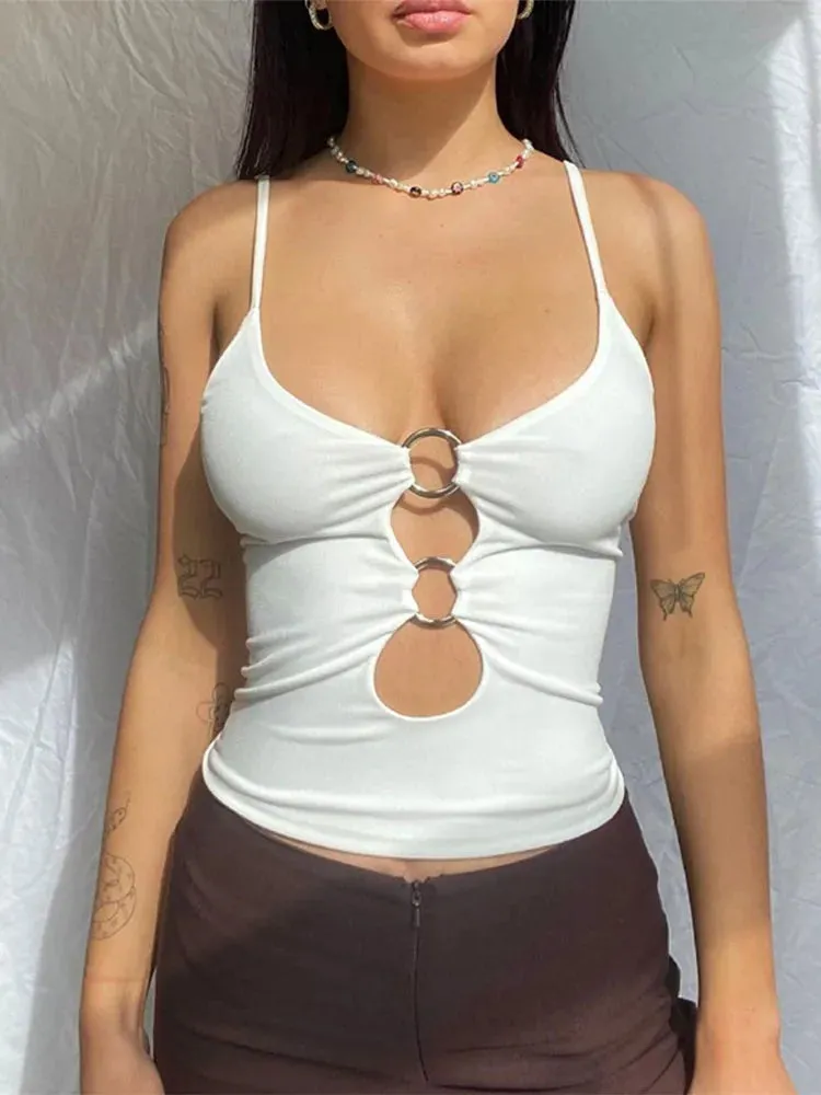 Sleeveless Crop Top with Hollow Out Detail