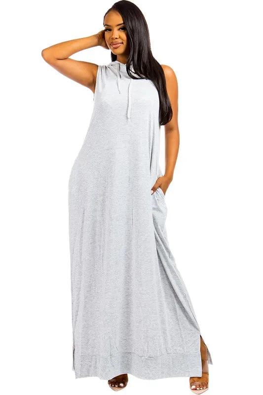 Sleeveless Hooded  Maxi Dress