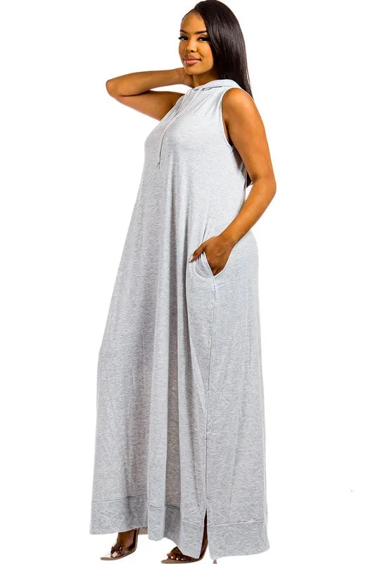 Sleeveless Hooded  Maxi Dress