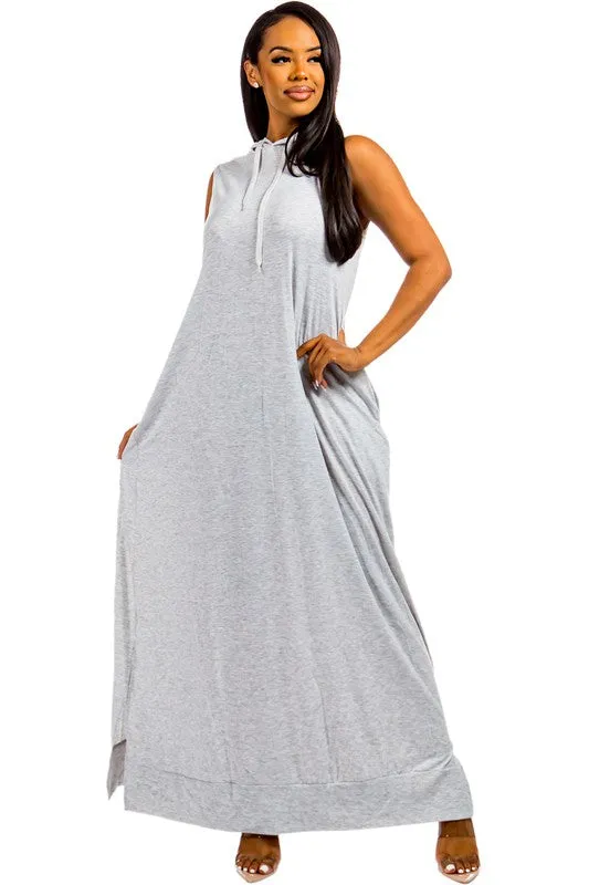 Sleeveless Hooded  Maxi Dress