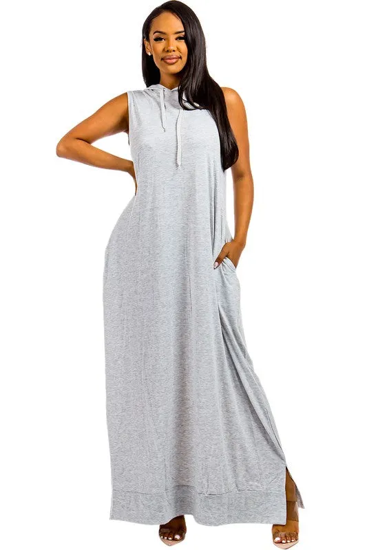 Sleeveless Hooded  Maxi Dress