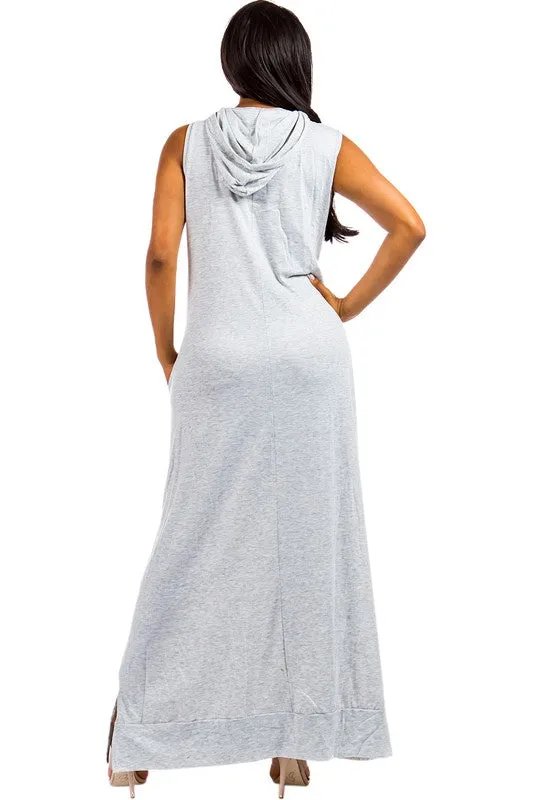 Sleeveless Hooded  Maxi Dress