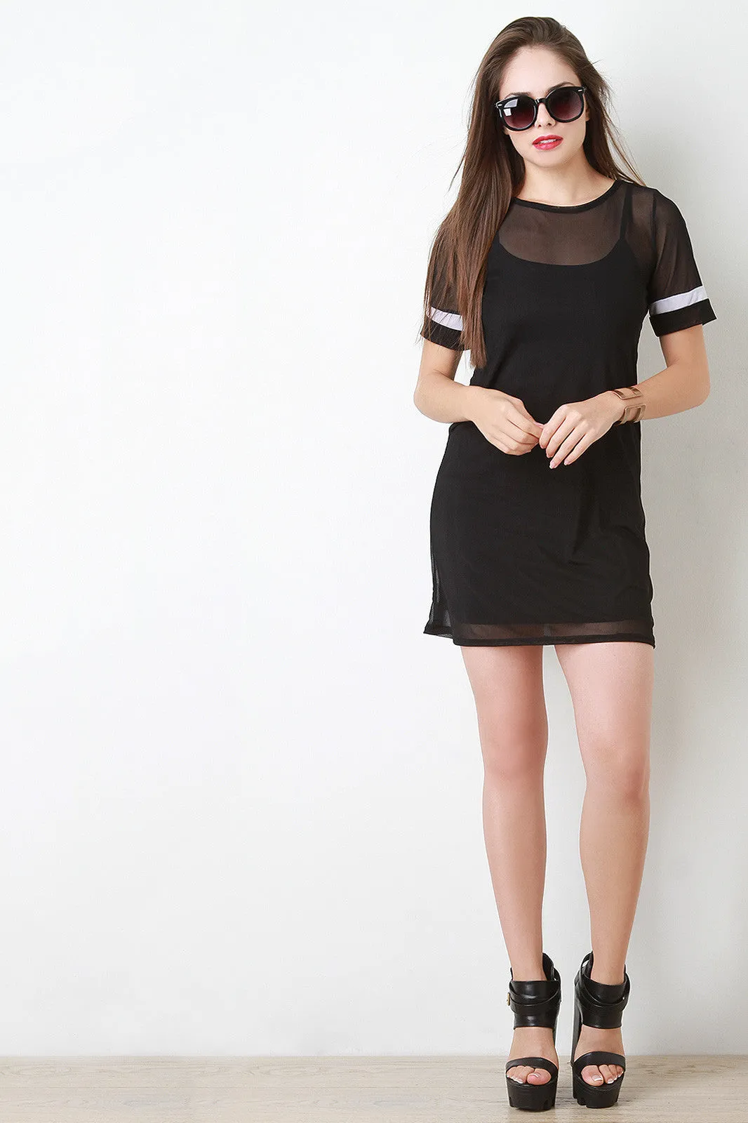 Sporty Mesh Shift Dress