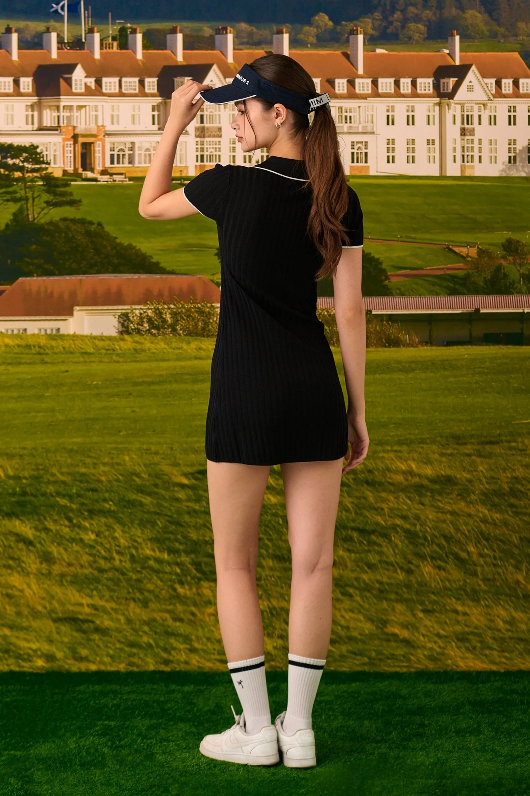 Sporty polo knit dress