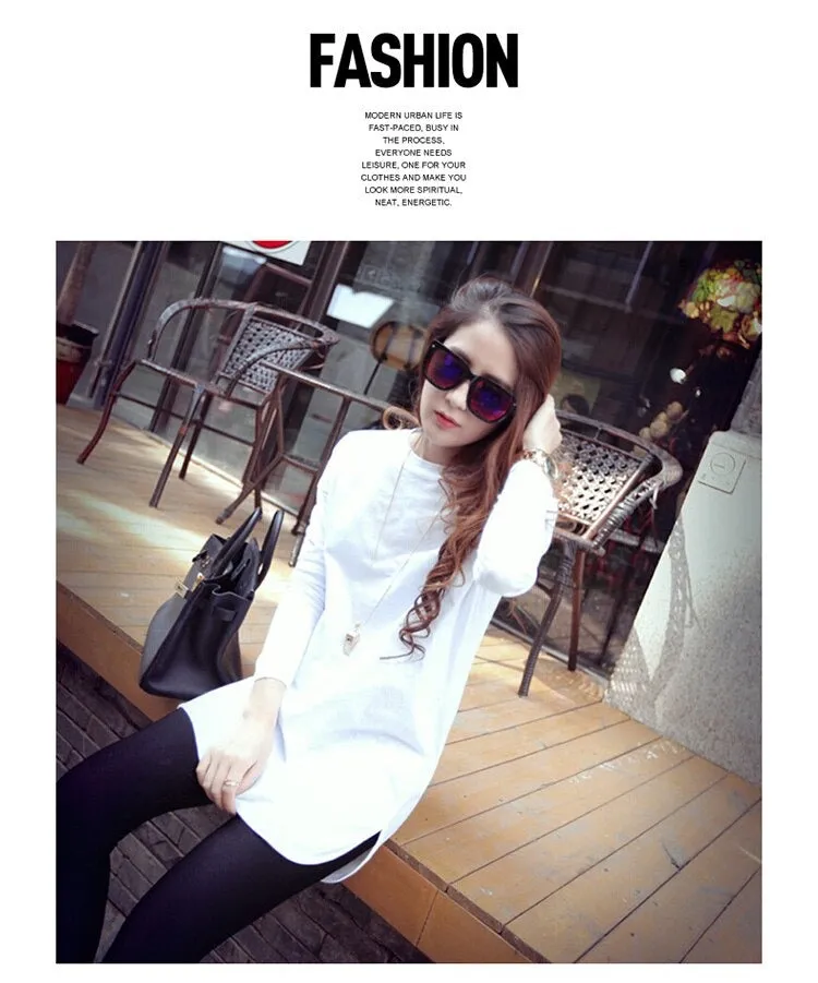 Spring Sexy Elastic Korean Style Skinny Loose Long Sleeve Tops #1981