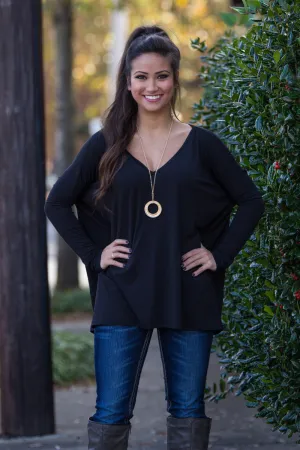 The Perfect Piko V-Neck Top-Black