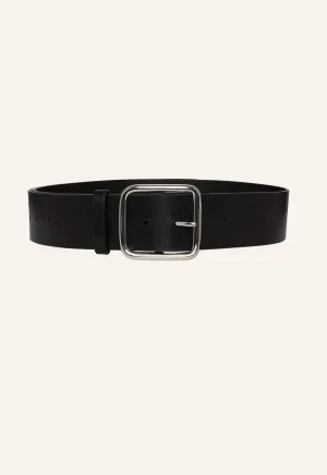 Wide Belt Black Silver