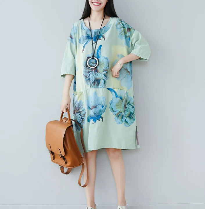 Women Dresses Long Sleeve Casual Summer Cotton Linen Women Dresses CNHK07264