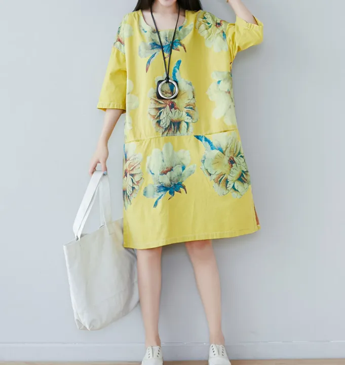 Women Dresses Long Sleeve Casual Summer Cotton Linen Women Dresses CNHK07264