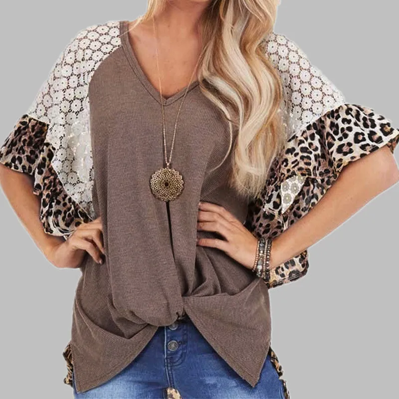 Women Loose V-neck Tops Tee Batwing Sleeve