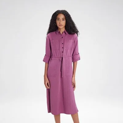 Women's Long Sleeve Utility Midi Shirtdress - A New Day