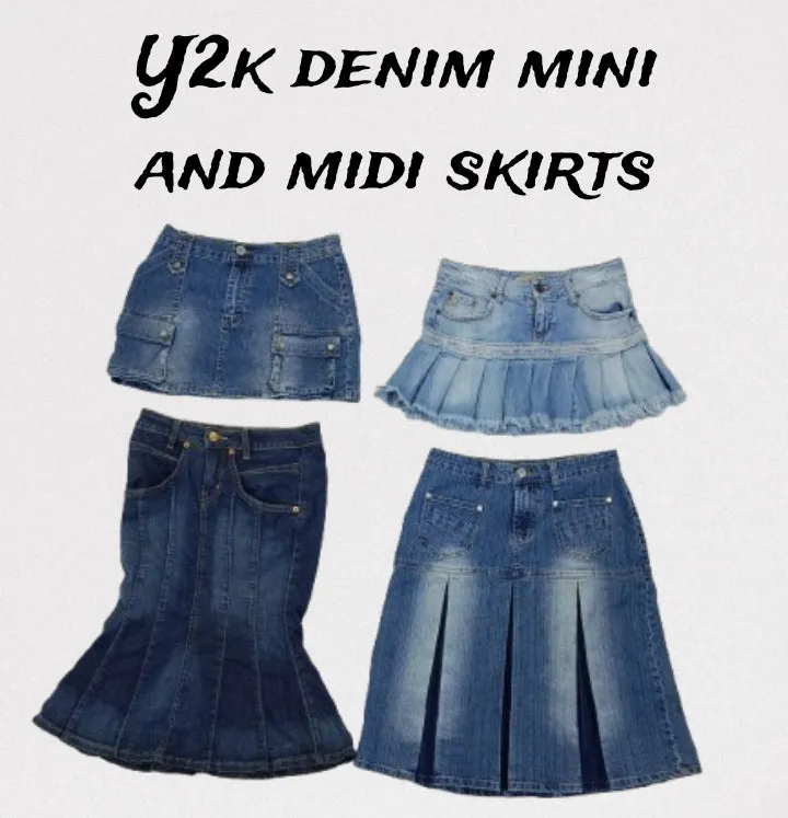 Y2k denim mini and midi skirts mixed